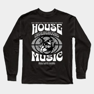 HOUSE MUSIC  - Underground Cat (white/grey) Long Sleeve T-Shirt